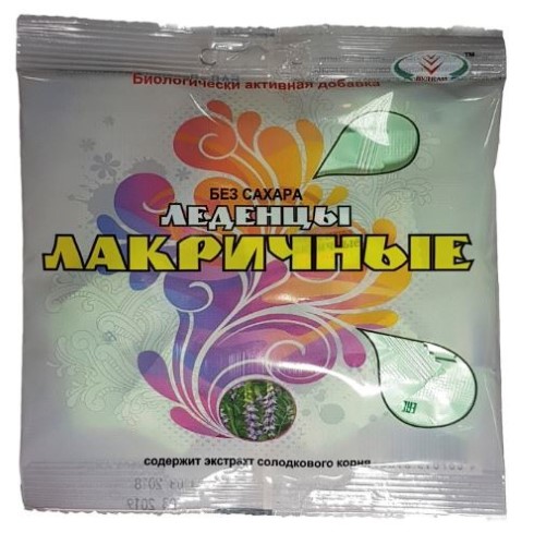 Изображение товара Леденцы лакричные без сахара 50 гр