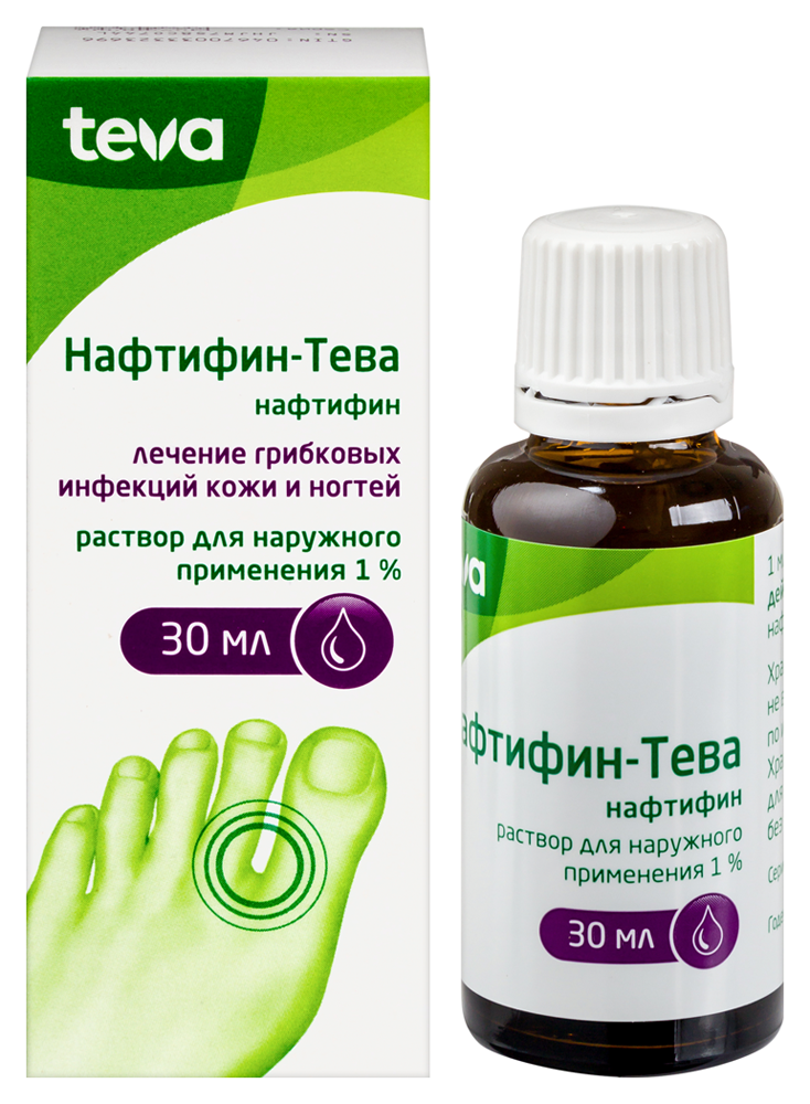 Изображение товара Нафтифин-тева 1% раствор для наружного применения 30 мл - эффективное лечение микозов кожи и ногтей