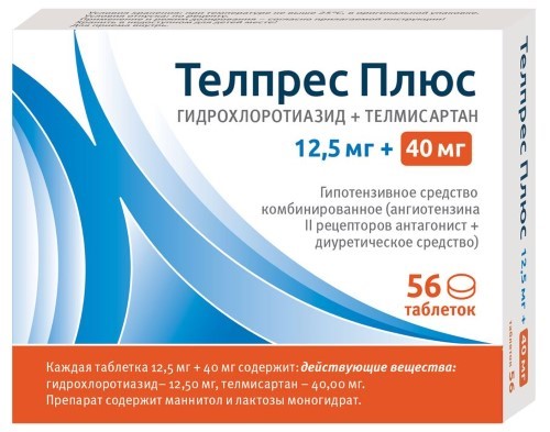 Изображение товара Телпрес плюс 12,5 мг + 40 мг таблетки для контроля давления