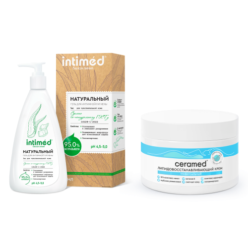 Изображение товара Набор Intimed + Ceramed: интимный гель для чувствительной кожи + крем липидовосстанавливающий