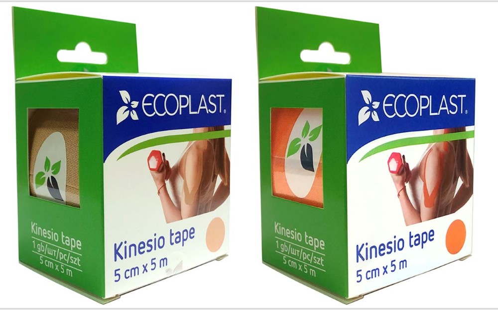 Изображение товара Набор из 2х уп. Ecoplast кинезио тейп 5смх5м: бежевый + оранжевый