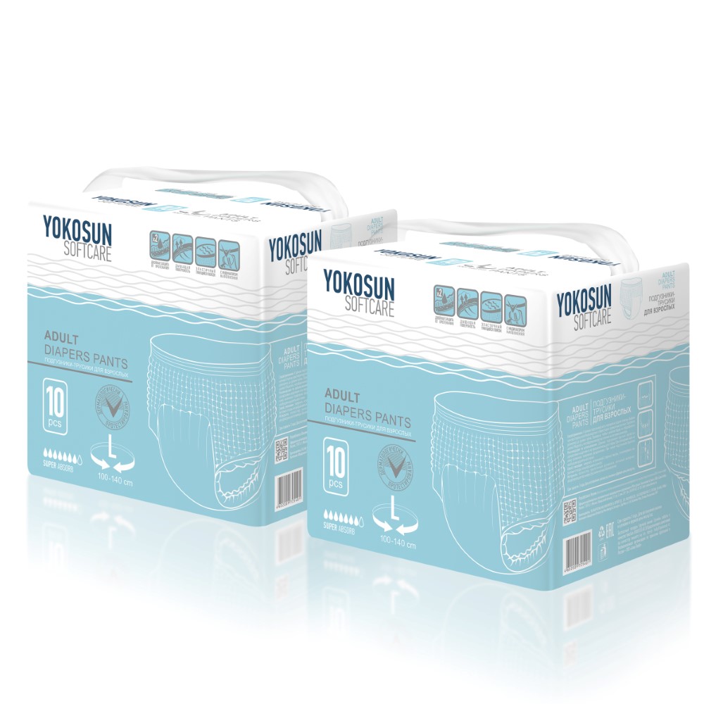 Изображение товара Набор YOKOSUN для взрослых: 2 упаковки Подгузники-трусы для взрослых размер L 10 шт.