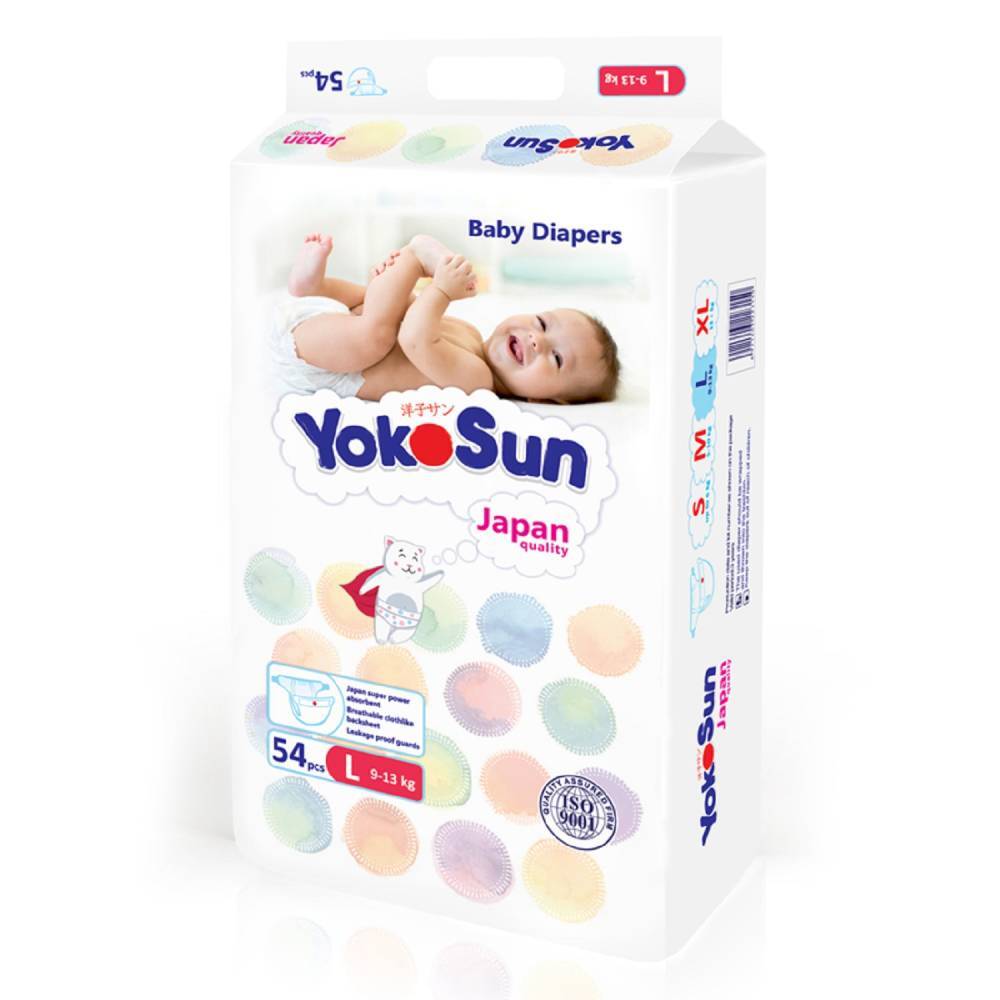Изображение товара Подгузники Yokosun размер L для детей 9-13 кг 54 шт