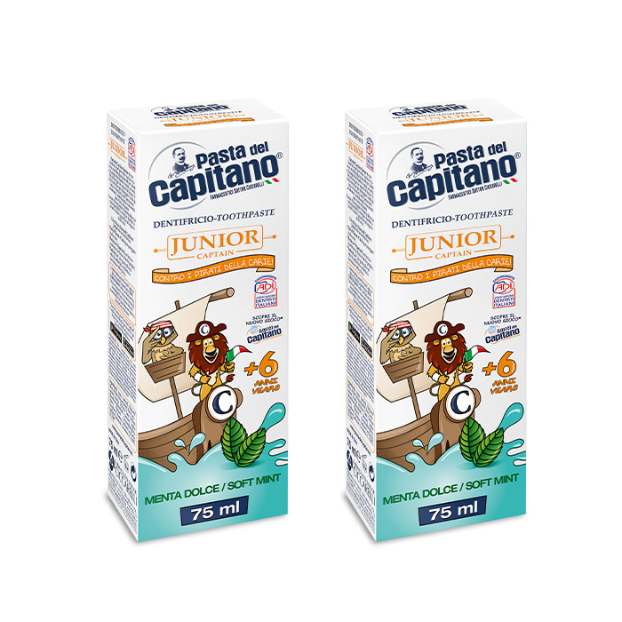 Изображение товара НАБОР PASTA DEL CAPITANO ЗУБНАЯ ПАСТА ДЕТСКАЯ JUNIOR SOFT MINT 6+ /МЯГКАЯ МЯТА 75МЛ 2 уп. - по выгодной цене!