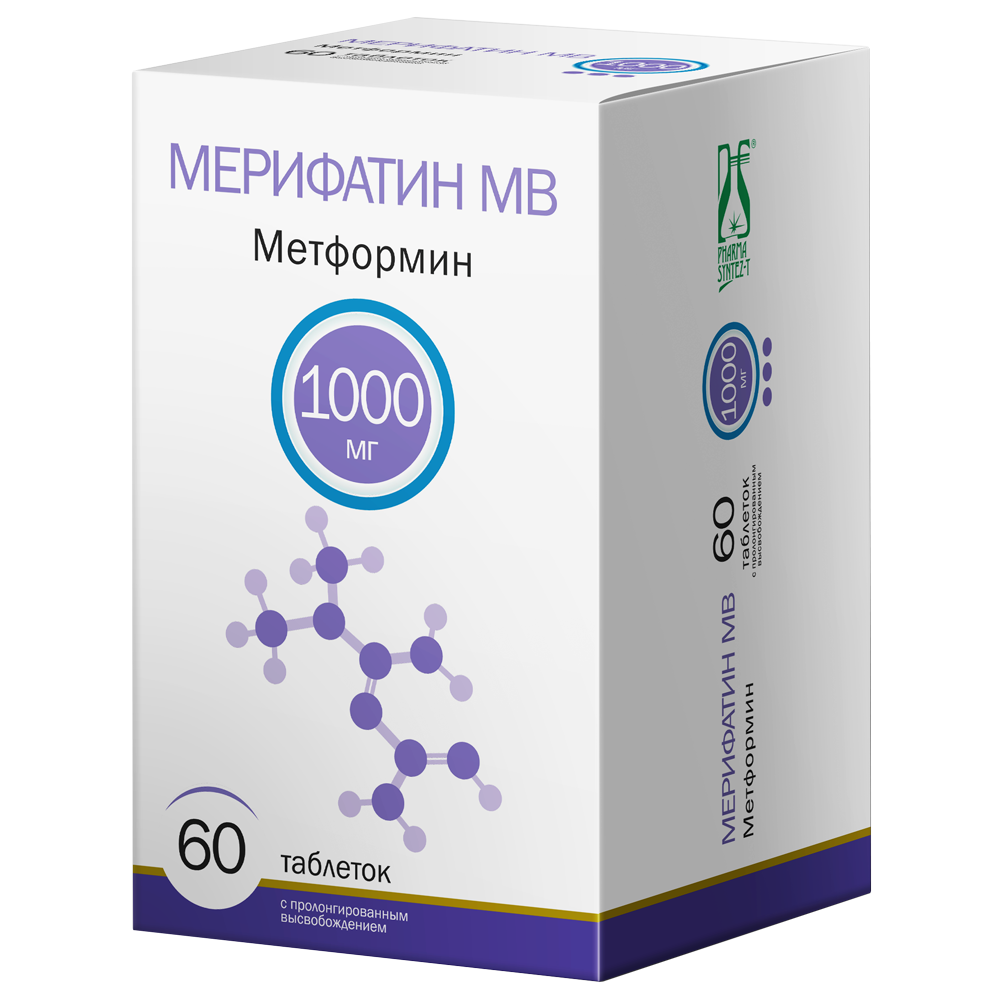 Изображение товара Мерифатин МВ 1 гр таблетки с пролонгированным высвобождением 60 шт