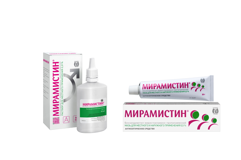 Изображение товара Набор со скидкой 300 рублей: Мирамистин мазь + Мирамистин р-р 50мл с урологическим аппликатором