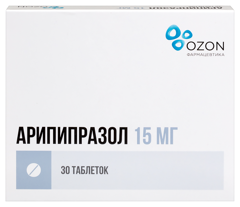 Изображение товара Арипипразол 15 мг 30 шт. таблетки для лечения шизофрении и биполярного расстройства