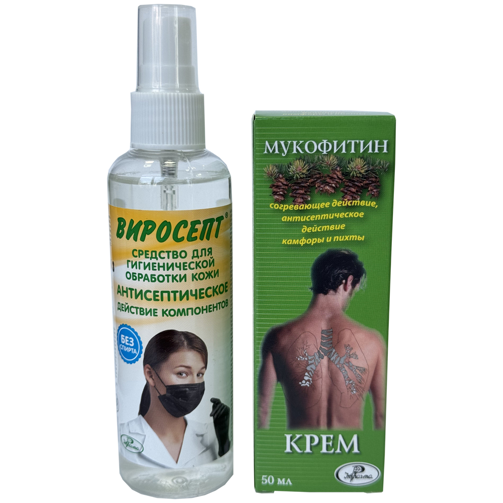 Изображение товара Набор Мукофитин крем 50мл + Виросепт ср-во для обработки кожи 100мл - со скидкой 10%