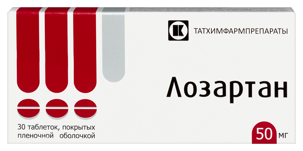 Изображение товара Лозартан 50 мг 30 таблеток с пленочной оболочкой для лечения гипертензии