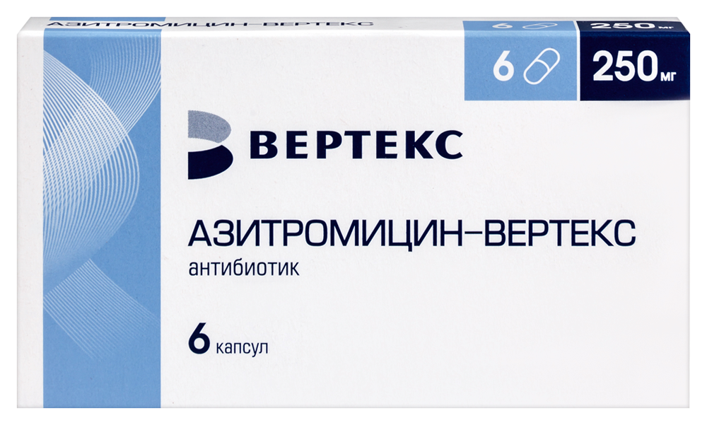 Изображение товара Азитромицин-вертекс 250 мг 6 шт. капсулы