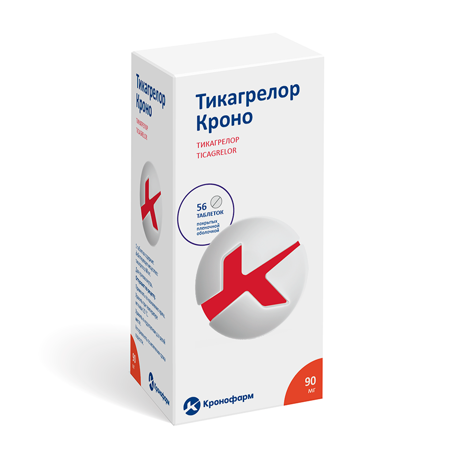 Изображение товара Тикагрелор кроно 90 мг 56 шт. таблетки, покрытые пленочной оболочкой Изображение товара Тикагрелор кроно 90 мг 56 шт. таблетки, покрытые пленочной оболочкой