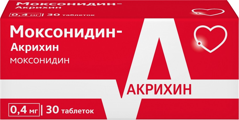 Изображение товара Моксонидин-акрихин 0,4 мг 30 шт. таблетки, покрытые пленочной оболочкой
