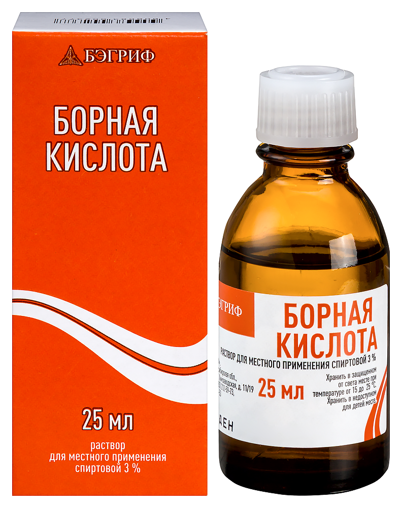 Изображение товара Борная кислота 3% раствор 25 мл для наружного применения в капельнице