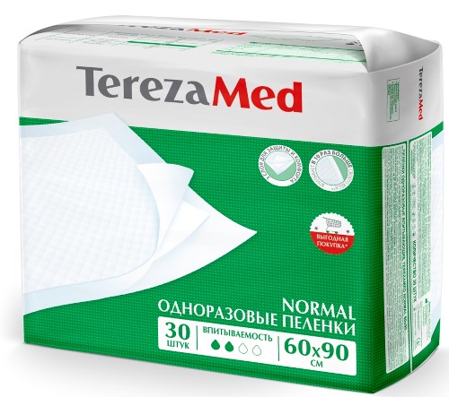 Изображение товара Одноразовые впитывающие пеленки Terezamed 60х90 см, 30 шт.