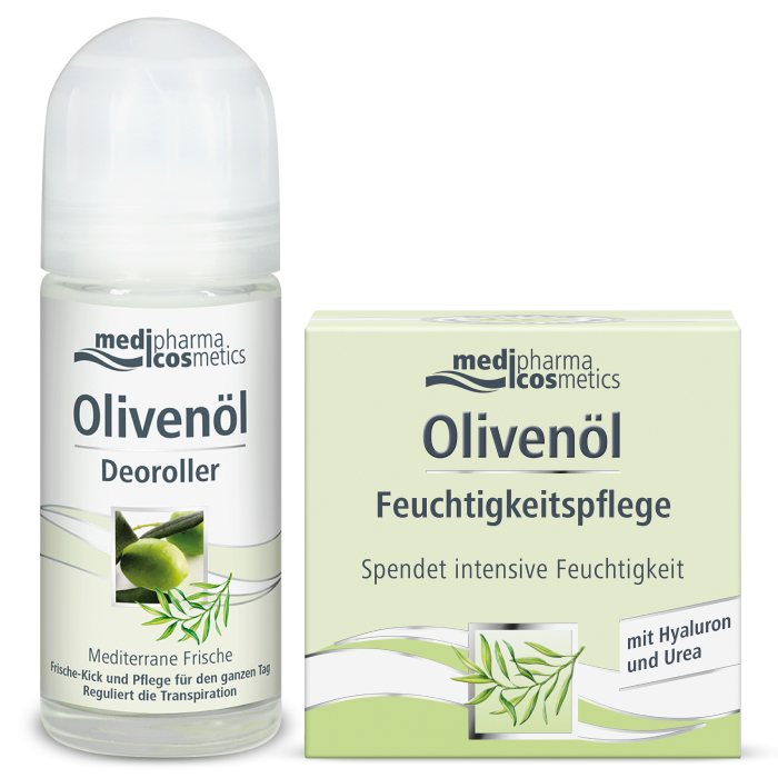 Изображение товара Набор MEDIPHARMA COSMETICS: OLIVENOL ДЕЗОДОРАНТ РОЛИКОВЫЙ СРЕДИЗЕМНОМОРСКАЯ СВЕЖЕСТЬ 50МЛ + OLIVENOL КРЕМ Д/ЛИЦА УВЛАЖНЯЮЩИЙ 50М