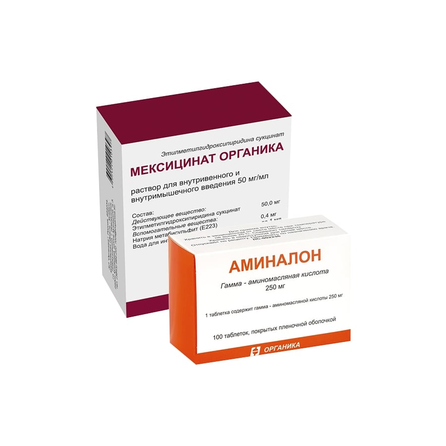 Изображение товара Набор МЕКСИЦИНАТ ОРГАНИКА 0,05/МЛ 5МЛ N10 АМП + АМИНАЛОН 0,25 N100 ТАБЛ со скидкой 10%