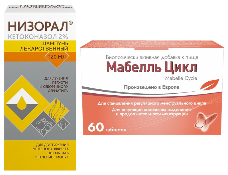 Изображение товара Набор Низорал  120 мл+ Мабелль Цикл №60 по специальной цене