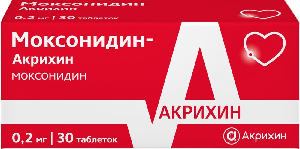 Изображение товара Моксонидин-акрихин 0,2 мг таблетки покрытые пленочной оболочкой, 30 шт Изображение товара Моксонидин-акрихин 0,2 мг таблетки покрытые пленочной оболочкой, 30 шт