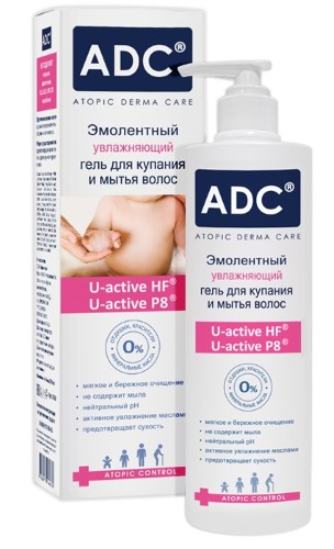 Изображение товара Эмолентный гель для купания и мытья волос увлажняющий для детей и взрослых 200 мл АДЦ Adc