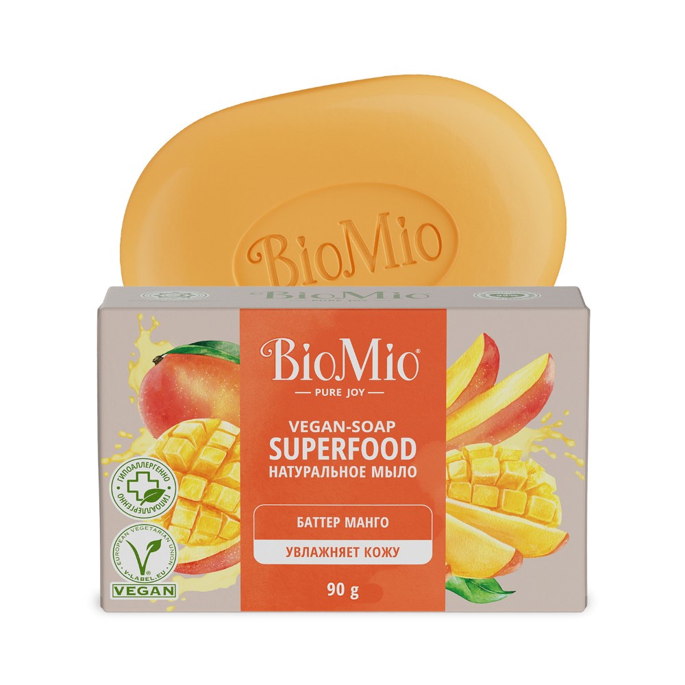 Biomio bio-soap superfood мыло натуральное с баттером манго 90 гр - цена  112.40 руб., купить в интернет аптеке в Кемерово Biomio bio-soap superfood  мыло натуральное с баттером манго 90 гр, инструкция по применению