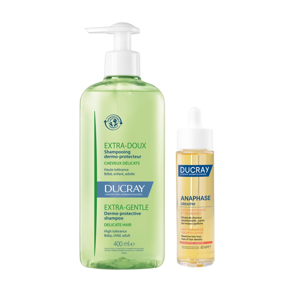 Изображение товара Набор DUCRAY CREASTIM ЛОСЬОН ПРОТИВ ВЫПАДЕНИЯ ВОЛОС 60МЛ + DUCRAY EXTRA-DOUX ЗАЩИТНЫЙ ШАМПУНЬ ДЛЯ ЧАСТОГО ПРИМЕНЕНИЯ 400МЛ