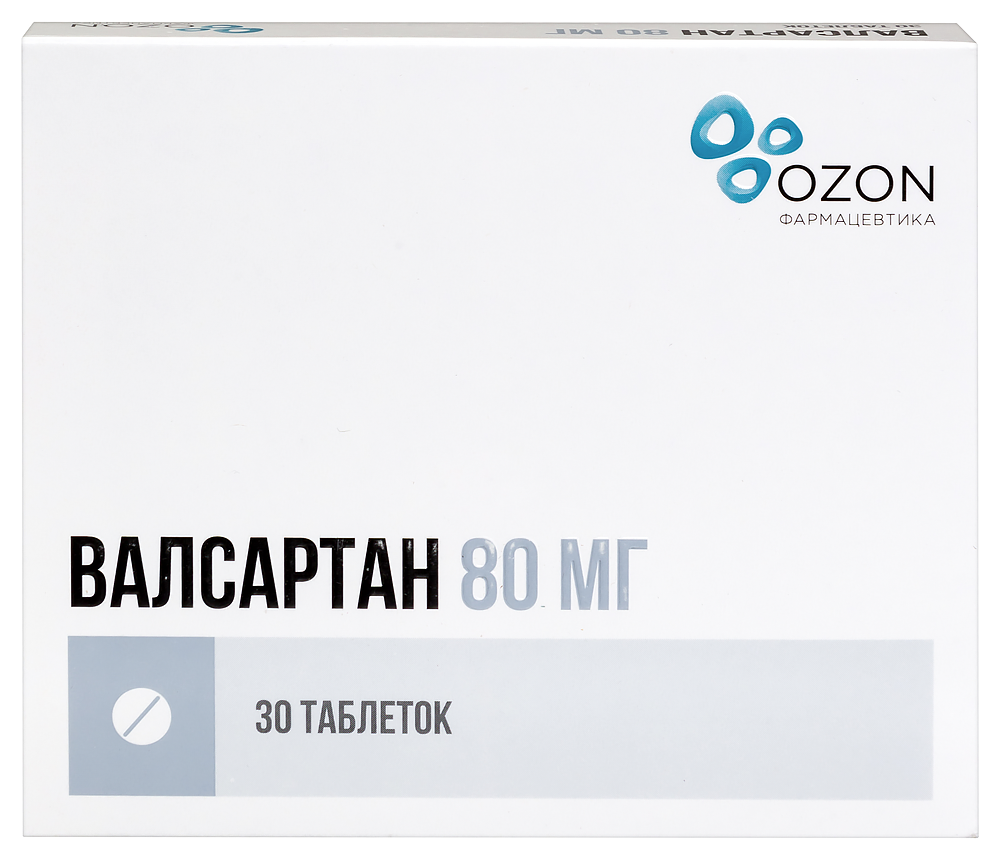 Изображение товара Валсартан 80 мг таблетки 30 шт. от гипертензии и недостаточности