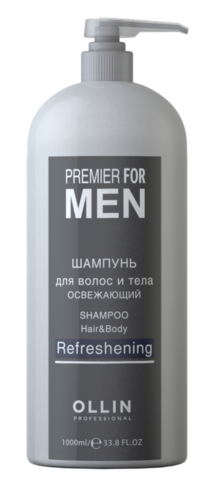 Изображение товара Ollin premier for men шампунь для волос и тела освежающий 1000 мл