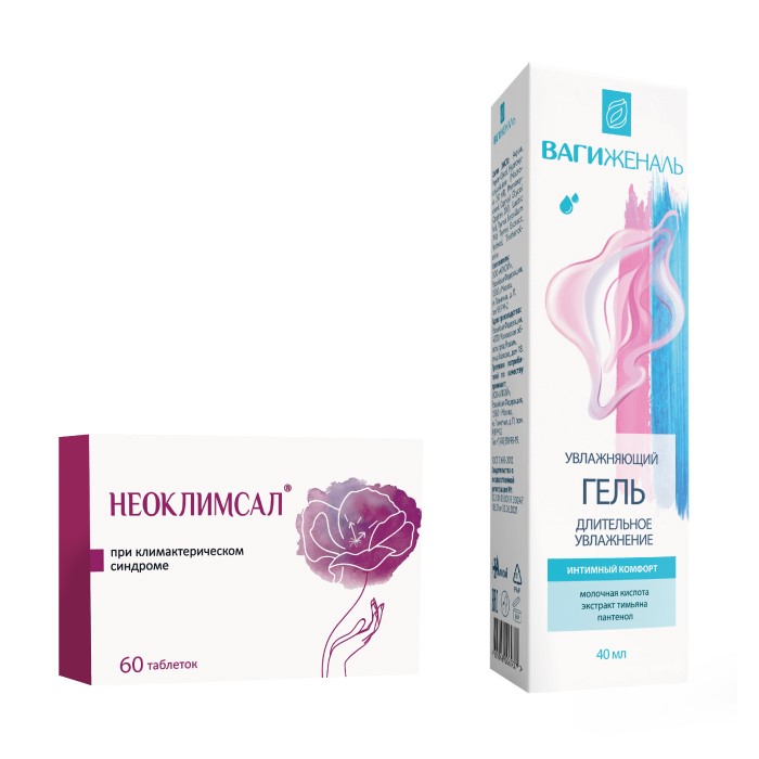 Изображение товара Набор НЕОКЛИМСАЛ 60 табл. + Гель для интимной гигиены ВАГИЖЕНАЛЬ