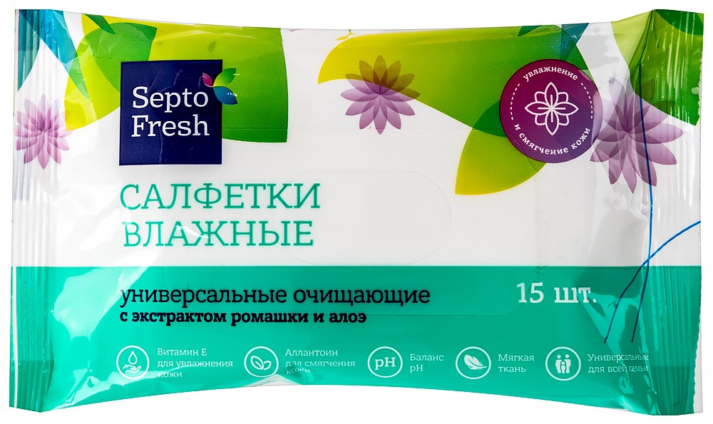 Septofresh Салфетки Влажные Универсальные Очищающие Серии Ucww 15.