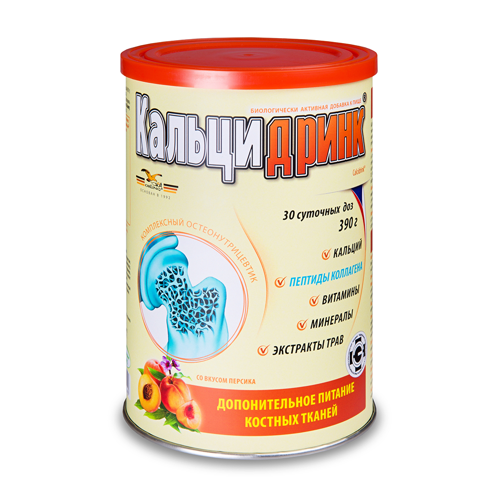 Изображение товара Кальцидринк 390 гр порошок с вкусом персика биологическая добавка