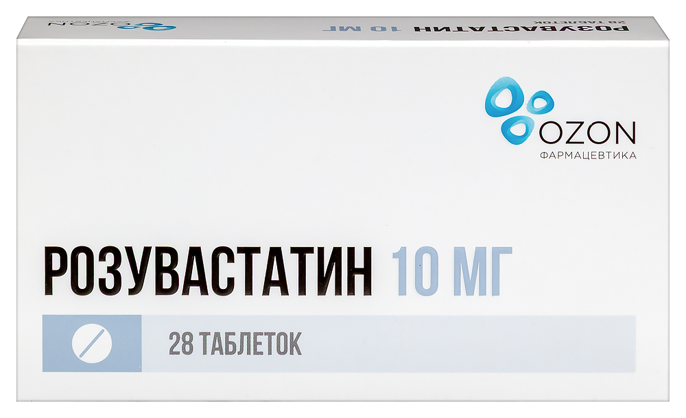 Изображение товара Розувастатин 10 мг таблетки 28 шт для снижения холестерина и профилактики сердечно-сосудистых забол