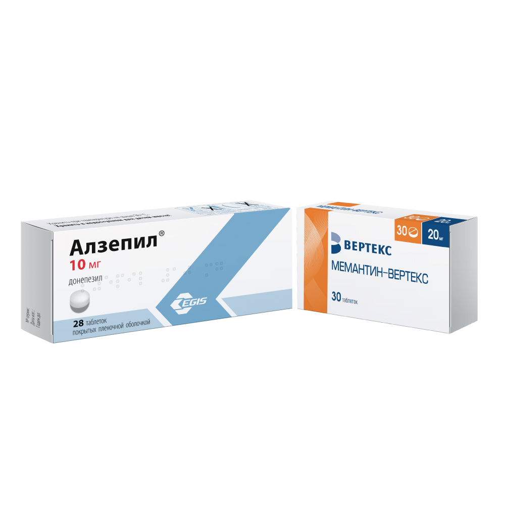 Изображение товара Набор АЛЗЕПИЛ 0,01 N28 ТАБЛ П/ПЛЕН/ОБОЛОЧ + Мемантин-вертекс 20 мг 30 шт. таблетки, покрытые пленочной оболочкой блистер по спец