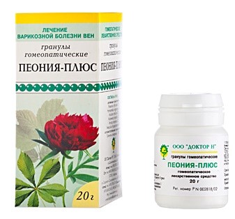 Изображение товара Пеония-плюс 20 гр гранулы гомеопатическое средство для вен