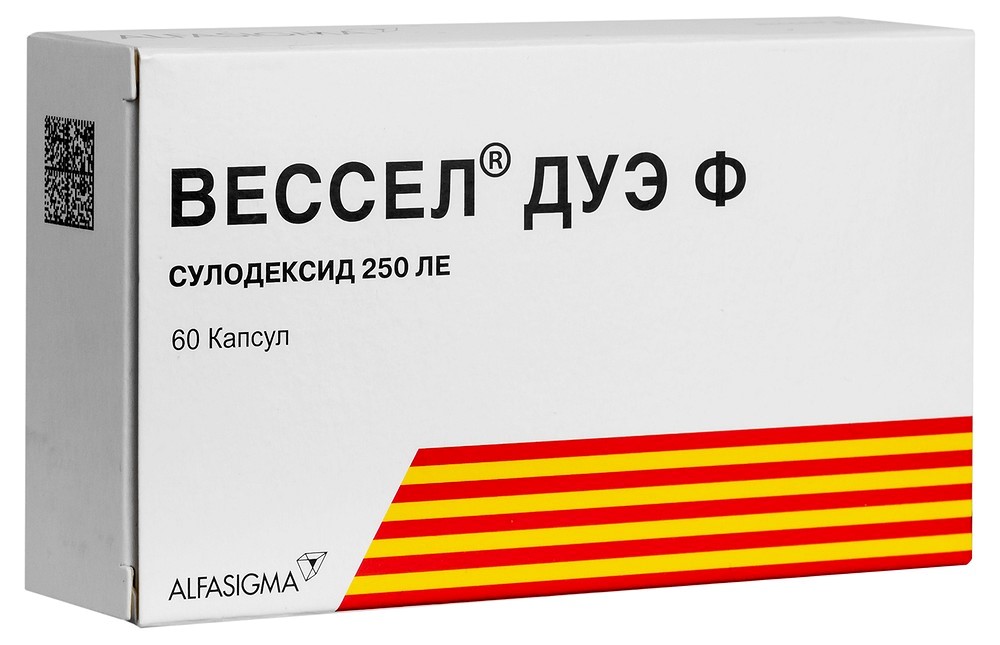 Вессел Дуэ. Вессел-Дуэ-ф капсулы. Сулодексид 250 Ле. Вессел-Дуэ-ф капсулы 250 Ле.