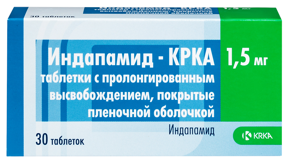 Изображение товара Индапамид-крка 1,5 мг 30 шт. таблетки от артериальной гипертензии