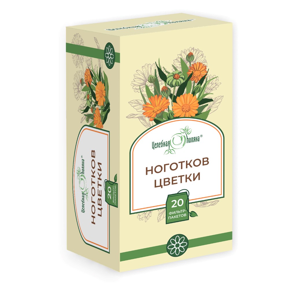 Изображение товара Целебная поляна ноготков цветки 1,5 20 шт. фильтр-пакеты