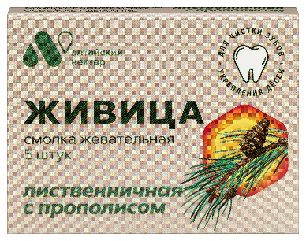 Изображение товара Живица смолка жевательная из смолы лиственницы с прополисом 5 штук