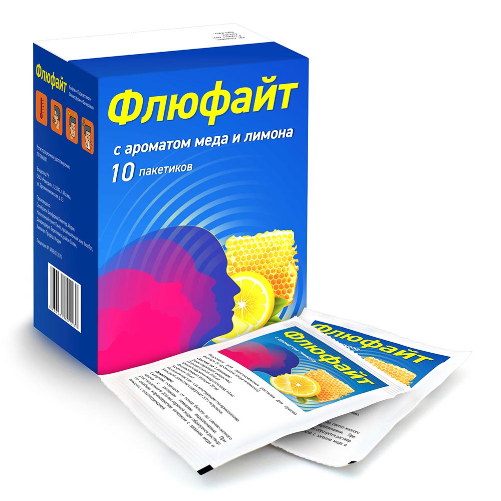 Изображение товара Флюфайт порошок для приготовления раствора 10 шт мед лимон 5 г для простуды и гриппа