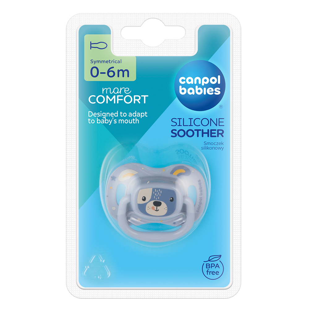 сосок вблизи CANPOL BABIES СОСКА-ПУСТЫШКА СИЛИКОНОВАЯ СИММЕТРИЧНАЯ CUTE ANIMALS  0-6МЕС/ГОЛУБАЯ - цена 338 руб., купить в интернет аптеке в Великом Устюге  CANPOL BABIES СОСКА-ПУСТЫШКА СИЛИКОНОВАЯ СИММЕТРИЧНАЯ CUTE ANIMALS  0-6МЕС/ГОЛУБАЯ, инструкция по применению