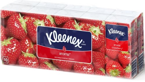 Изображение товара Классические носовые платочки Kleenex aroma клубника 10 шт. х 10 - мягкие и ароматные