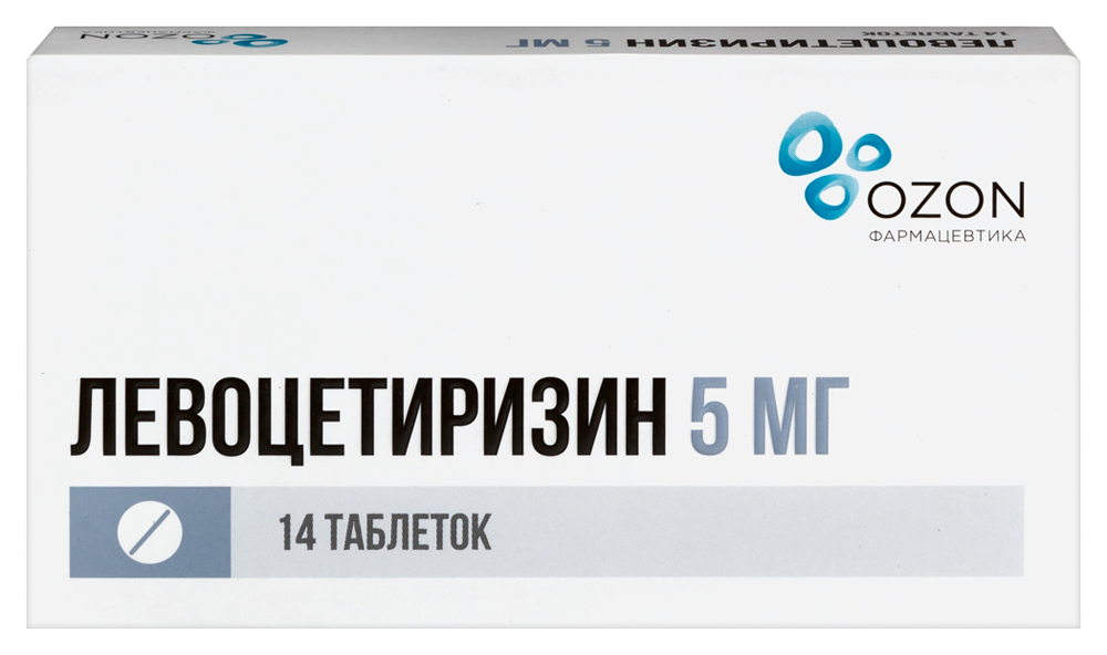 Изображение товара Левоцетиризин 5 мг 14 шт. таблетки, покрытые пленочной оболочкой блистер