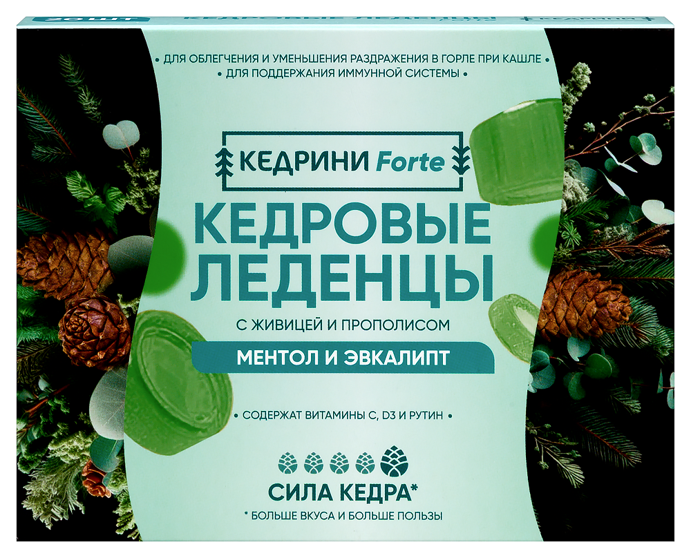 Изображение товара Кедрини forte кедровые леденцы с живицей и прополисом 20 шт