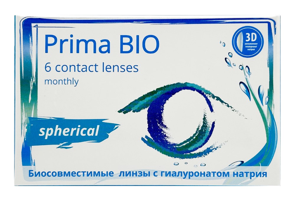 Изображение товара Контактные линзы OKVision Prima Bio сферические для ежедневного ношения, 6 шт.