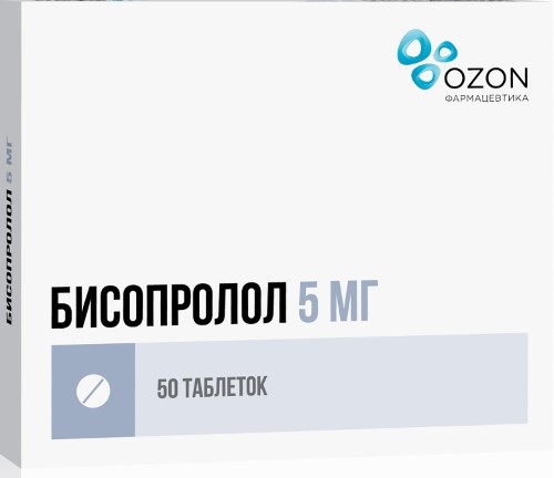 Бисопролол 5 мг 50 шт. таблетки, покрытые пленочной оболочкой инструкция по применению