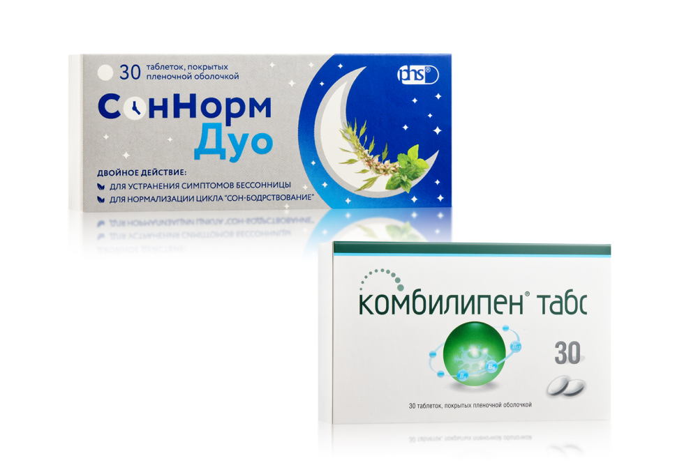 Изображение товара Набор "Здоровый сон без боли": Комбилипен табс №30 + Соннорм Дуо №30 Изображение товара Набор "Здоровый сон без боли": Комбилипен табс №30 + Соннорм Дуо №30