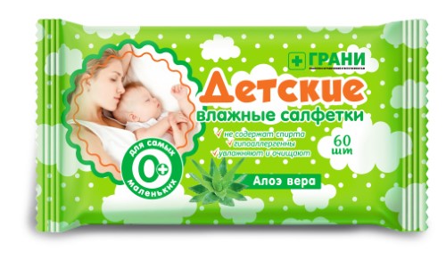 Изображение товара Грани салфетки детские влажные с алоэ вера 60 шт.