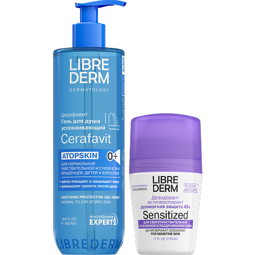 Изображение товара Набор ЛИБРИДЕРМ: гель для душа успокаивающий для сухой кожи 400мл + дезодорант шариковый женский 50мл