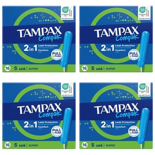 Изображение товара Набор из 4х Tampax тампоны compak super с аппликатором 16 со скидкой