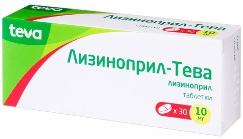 Изображение товара Лизиноприл-тева 10 мг 30 таблеток для лечения гипертензии и сердечной недостаточности