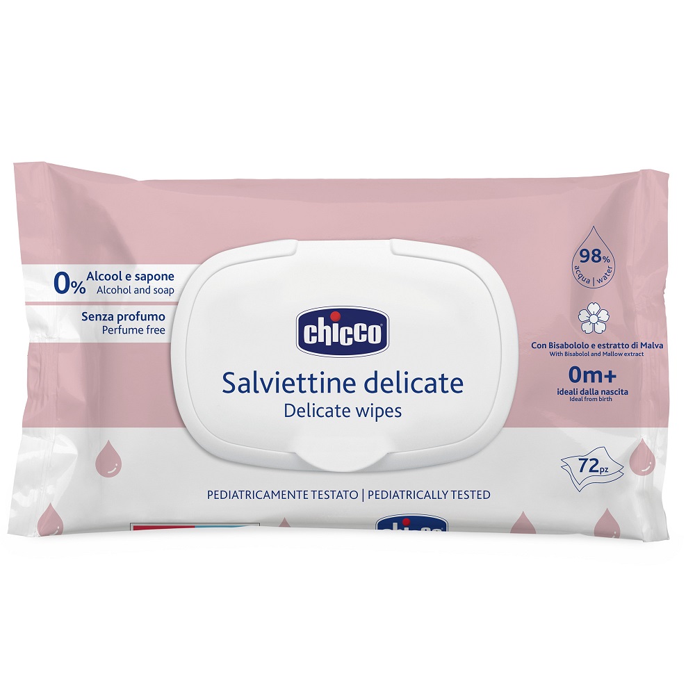 Изображение товара Chicco салфетки влажные очищающие без отдушек 72 шт./с клапаном